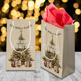 Traditional Merry Christmas Antiek Gold Custom Klein Cadeauzakje
