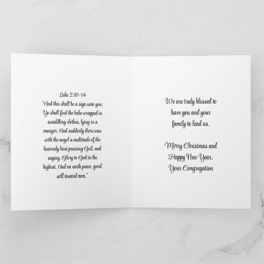 Traditional Nativity To Pastor From Congregation Kaart (Binnen)