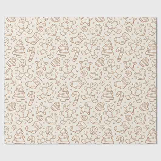 Traditional Neutral Christmas Boho Gingerbread Man Cadeaupapier (Vlak)