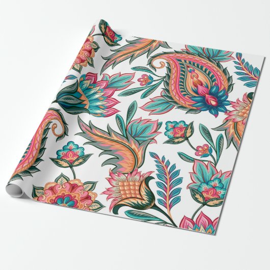 Traditional oriental seamless paisley pattern. Vin Cadeaupapier (Uitgerold)