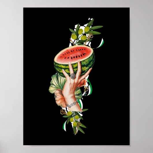 Traditional Palestine elements in palestine map Poster (Voorkant)