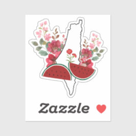 Traditional Palestine elements in palestine map Sticker