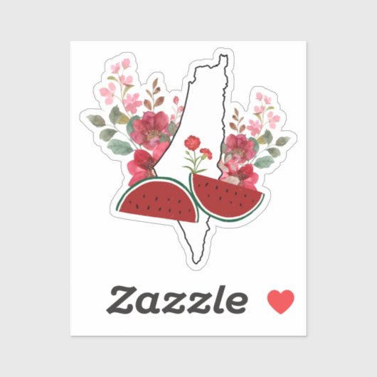 Traditional Palestine elements in palestine map Sticker (Vel)
