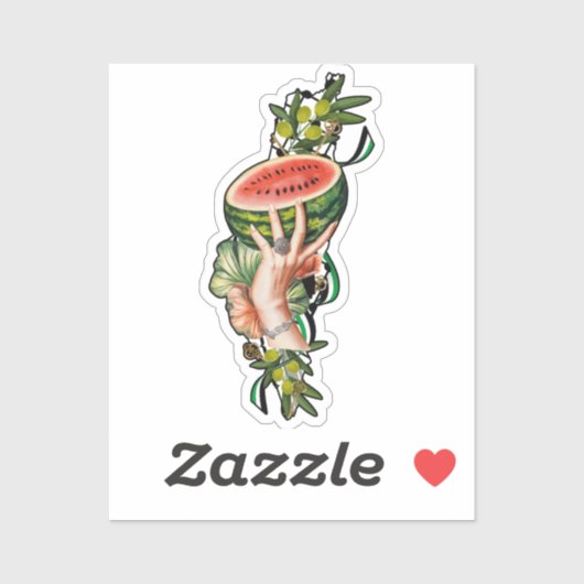 Traditional Palestine elements in palestine map Sticker (Vel)