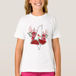 Traditional Palestine elements in palestine map T-shirt