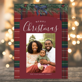 Traditional Plaid Feestdagenkaart