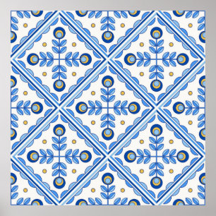 Traditional Portugal Lisbon azulejo ceramic tiles. Poster