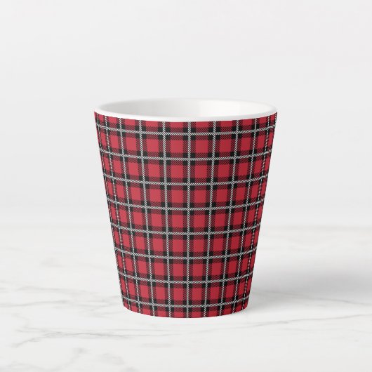 Traditional Red & Black Scottish Plaid Latte Mok (Voorkant)
