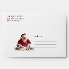 Traditional Santa Claus Cozy Red White Envelope Envelop