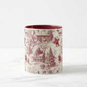 Traditional Santa Claus Red on Cream Toile De Jouy Mok (Midden)