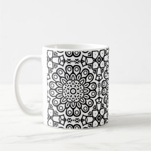 Traditional sunflower batik pattern ornamentscroll koffiemok