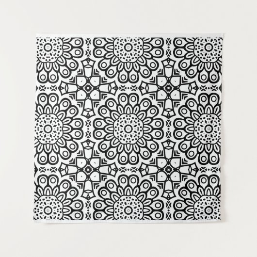 Traditional sunflower batik pattern ornamentscroll wandkleed (Voorkant)
