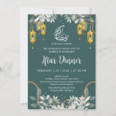 Traditional Teal Pattern Ramadan Iftar Dinner Kaart (Voorkant)