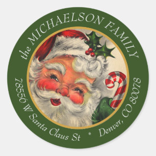 Traditioneel adres kerstkerstretour ronde sticker