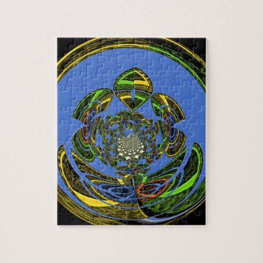 Traditioneel alleen blauw legpuzzel (Verticaal)