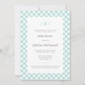 Traditioneel Baby shower Aqua Blue Gingham Kaart (Voorkant)