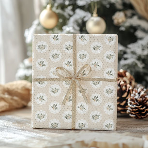 Traditioneel  beige kerstinpakpapier cadeaupapier