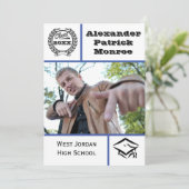 Traditioneel blauw - Aankondiging van Afstuderen (Staand voorkant)