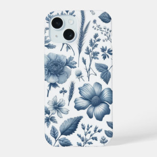 Traditioneel Blauw Bloemen Fijn China patroon iPhone 15 Hoesje