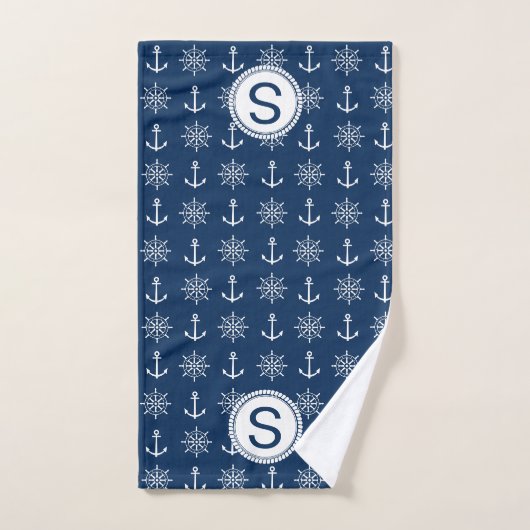 Traditioneel blauw en wit nicht ontwerp bad handdoek (Handdoek)