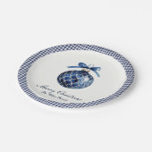 Traditioneel blauw Ornament kerst Papieren Bordje (Gekanteld)