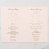 Traditioneel Blush Pink formele bruiloft programma (Achterkant)