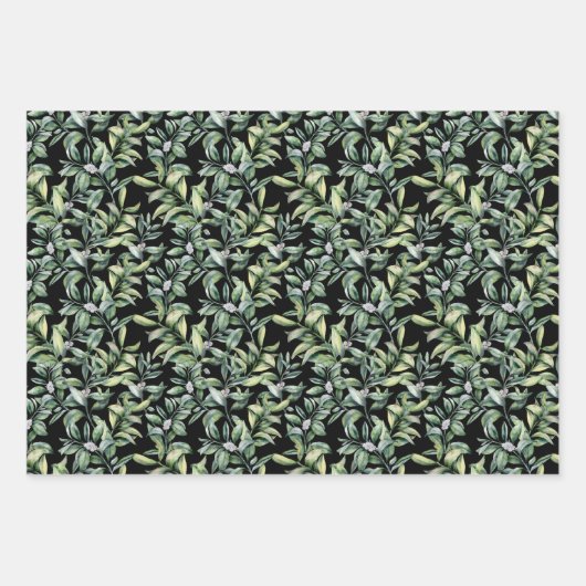 Traditioneel botanisch patroon - 3 ontwerp inpakpapier vel (Voorkant 3)