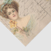 Traditioneel Briefkaart/Victoriaans dame met Rozen Tissuepapier (Detail)