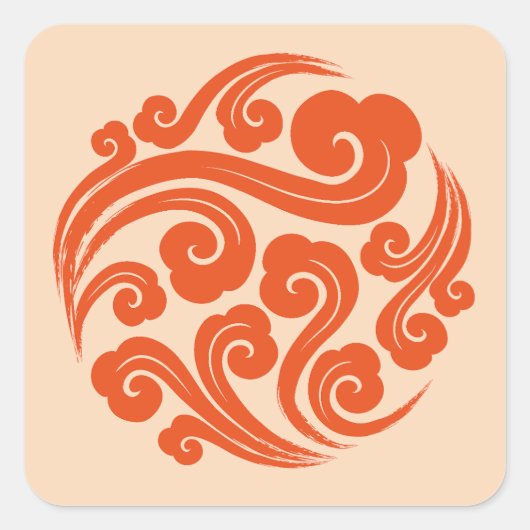traditioneel Chinees gunstig wolkenpatroon Vierkante Sticker (Voorkant)