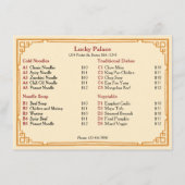 Traditioneel Chinees restaurant plat menu (Voorkant)