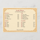 Traditioneel Chinees restaurant plat menu (Achterkant)