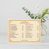 Traditioneel Chinees restaurant plat menu (Staand voorkant)