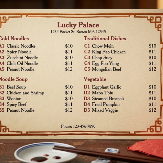 Traditioneel Chinees restaurant plat menu