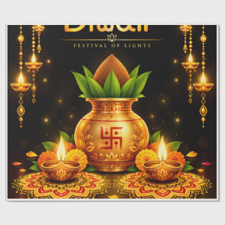 Traditioneel Diwali Kalash en Diyas Festival Ontwe Cadeaupapier