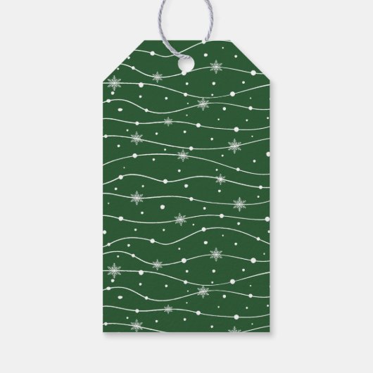 Traditioneel - Donkergroen - Snowflake cadeau Labe Cadeaulabel (Achterkant)