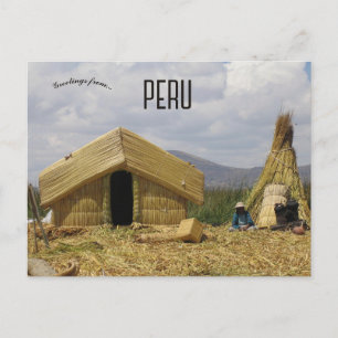 Traditioneel dorp Lake Titicaca Peru Briefkaart