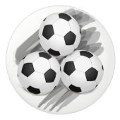 Traditioneel drie zwarte witte Voetballen Keramische Knop (Voorkant)