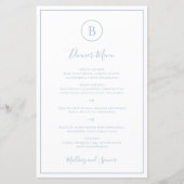 Traditioneel Dusty Blue Elegant Wedding Menu (Voorkant)