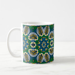Traditioneel floreel ornament, naadloos patroon me koffiemok