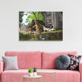Traditioneel foie gras ganzen boerderij canvas afdruk (Insitu (Woonkamer))