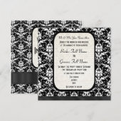 Traditioneel formeel zwart-wit damasthuwelijk kaart (Voorkant / Achterkant)