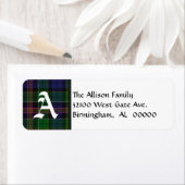 Traditioneel gedeponeerd monogram Allison Tartan Etiket (Insitu)