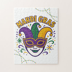 Traditioneel gekleurd Mardi Gras-masker Legpuzzel