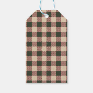 Traditioneel geruit groen rood en beige inpakpapie cadeaulabel