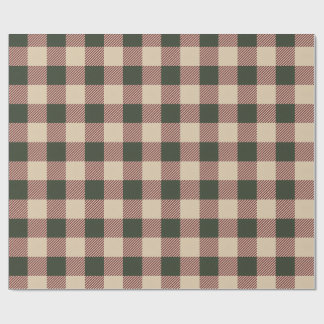 Traditioneel geruit groen rood en beige inpakpapie cadeaupapier