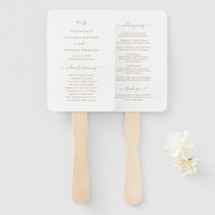 Traditioneel gouden monogram Elegant trouwprogramm Handwaaier