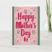 Traditioneel "Happy Moederdag" roze Kaart (Voorkant)