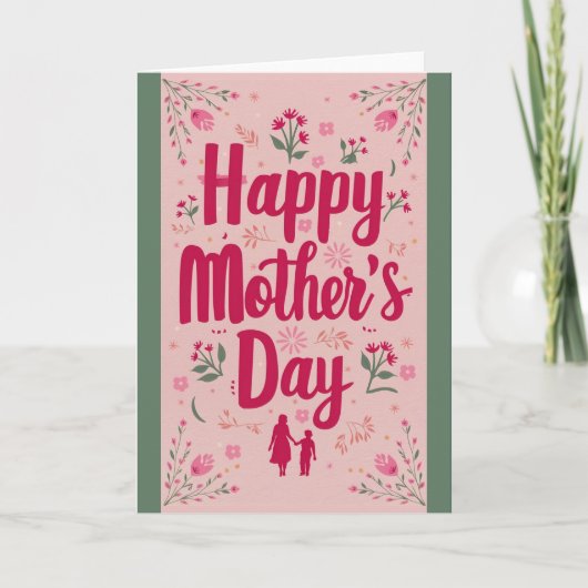 Traditioneel "Happy Moederdag" roze Kaart (Voorkant)