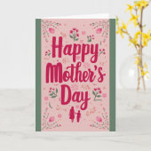 Traditioneel "Happy Moederdag" roze Kaart (Gele Bloem)