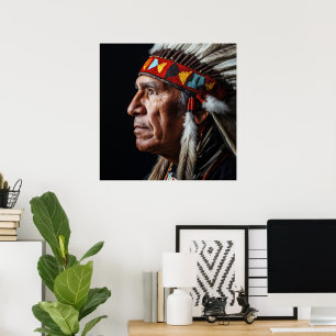 Traditioneel Inheems Portret van Native Amerikanen Poster